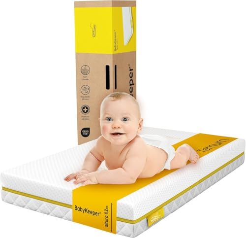Babykeeper Ternum – Matratze 80x50 für Beistellbett Baby & Baby Bett – 9,2 cm Dicke Babymatratze mit Oeko-TEX, BabyCare Sleep & Atmungsaktiver Waschbezug