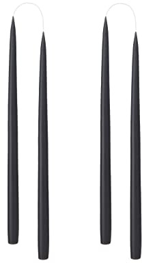 Kunstindustrien® Stabkerzen schwarz, Hergestellt in Dänemark, 42 Farben verfügbar, Tafelkerzen, Durchgefärbte Kerzen lange Brenndauer von 15 Stunden, Kerzen Set Geschenk, 4 Stück 2,2 x 35 cm (Schwarz)