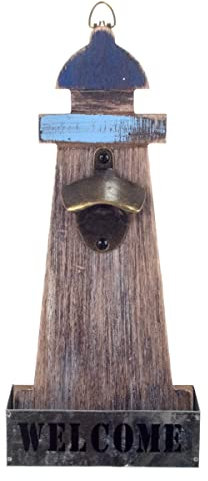 ROCKING GIFTS Abridor Botellas/decapsulador de Pared Faro, con recogedor de capsulas