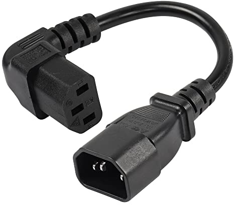 CERRXIAN IEC 320 C14 bis 90 Grad C13 PDU-Netzteil-Verlängerungskabel, C14-Stecker auf abgewinkelte C13-Buchse, 3-poliges Netzkabel für Monitore, Computer usw. - 0,2 m/7,8 Zoll