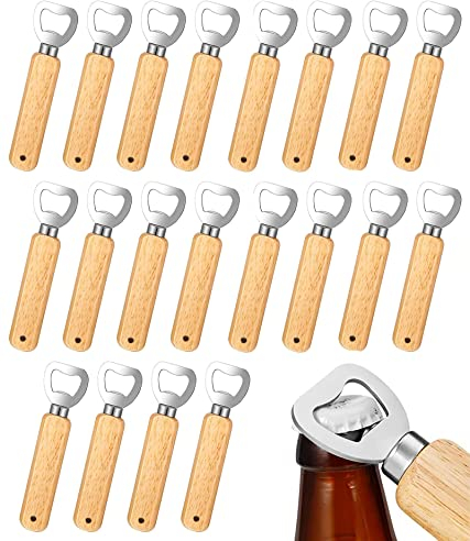 Ouvre-bouteilles, 20 Pièces Poignée en bois ouvre-bouteille de bière portable durable ouvre-bouteille en bois naturel grand cadeau pour hommes