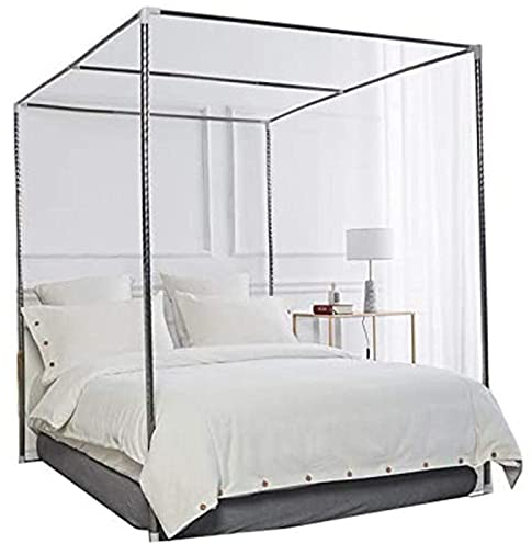 GOOBIX Himmelbett Edelstahl Moskitonetzhalter Vier Eckbett, Baldachin Moskitonetz Baldachin Rahmen, Bettüberdachung, Gestell Für Twin/Full/Queen/California King Bett-,33mm,1.8×2m Bett