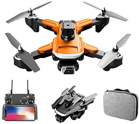 VECHII Drone GPS con Videocamera 4K HD, Drone FPV con Trasmissione, Quadricottero RC con 2 Batterie, Ritorno Automatico, Seguimi, Mantenimento Dell'altitudine, Facile per I Principianti,Arancia