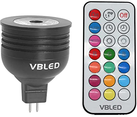 VBLED 7W RGBW Farbwechsel Lampe, Led Spots Birne Reflektorlampe, Warmweiß (3000K) 12V AC/DC, MR16/GU5.3 Dimmbar inkl. Fernbedienung