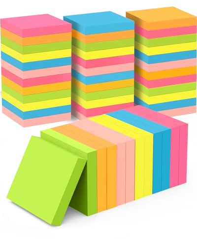WeLiu Sticky Notes 3x3 Inches, Self-Stick 48 Pads Bulk, 100 Sheets/Pad, 6 Bright Colors, Adhesive Notes for Home, School, Office, Use on Walls, Doors, Windows
