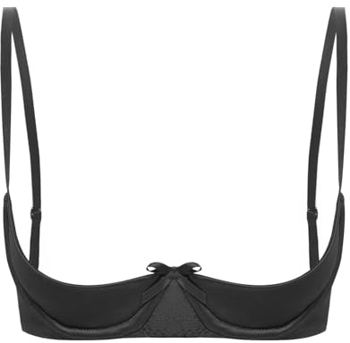 MSemis Donna Nero Balconcino Bra Bralette Push Up Reggiseno in Raso Babydoll Lingerie Erotico Biancheria Intima Bra Lingerie Sleepwear M