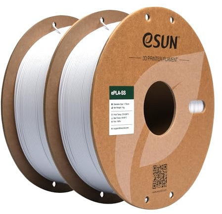 eSUN PLA Filament 1.75mm, PLA Basic 3D Drucker Filament Maßgenauigkeit +/- 0.03mm, 1KG pro Spule, 2 Spulen 3D Druck 3D Filament, Kaltes Weiß