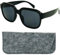 Mini Brille Stilvolle Sonnenbrille ohne Stärke Dicker Rahmen mit XL großen Gläsern, Gratis Etui, Damen auch Herren Kunststoff Vintage Brillengestell mit Federscharnier (Schwarz)