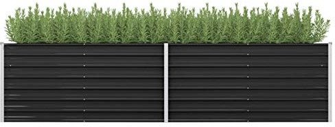 Chaduof Garten-Hochbeet, Pflanzkübel, Kräuterbeet, Hochbeete-kit, Schneckenzaun, Pflanztrog, Pflanzgefäße, Pflanzfolie Für Hochbeet,Teichbecken, Anthrazit 320 x 80 x 77 cm Verzinkter Stahl