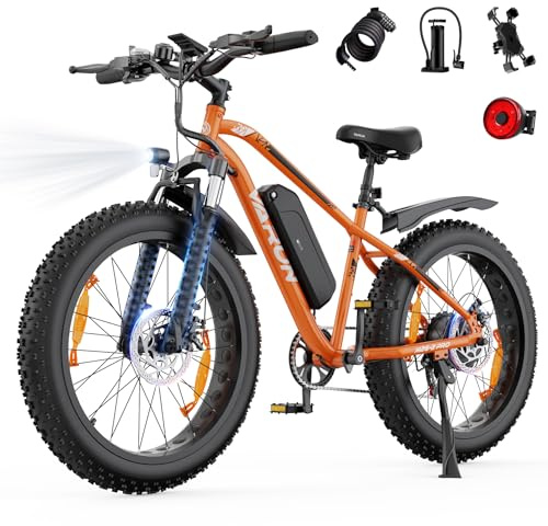 VARUN Electric Bike, 26''* 4.0 Fat Tire E Bike, 62-93 Miles Max Range | 48V 13AH/18AH Lithium Battery, 250W Motor, LCD Display with 5 PAS, 7 Speed, All Terrains