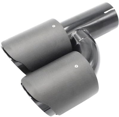 DAVBIR Sound Auspuff Endrohr Stil: Glänzendes Schwarz Modell Dual-Carbonfaser-Edelstahl Universelles Auto-Auspuffrohr Doppelrohr Für Die Linke Seite Auspuff Endrohr(51-89mm A)