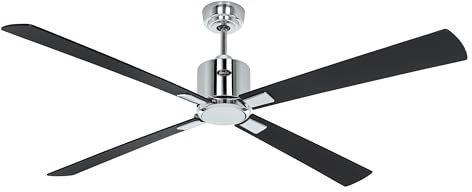 CasaFan Deckenventilator mit WLAN, ECO Neo III, 152 cm, 948303W, Motor aus gebürstetem Chrom, wendbare Flügel, Schwarz und Teakholz