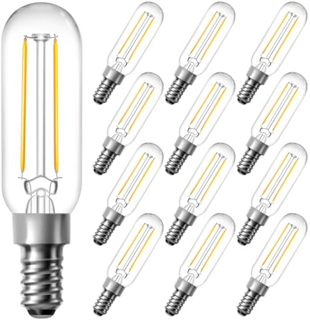 dalattin T6 LED Light Bulbs, 40W Equivalent Dimmable 2700K Soft Warm White Small Lightbulbs, Efficient 4.5W T25 Decorative Bulbs, E12 Base, 120V, for Chandelier Ceiling Fan Wall Sconce, 500lm, 12 Pack