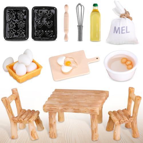 Wichtel Zubehör,Miniatur Wichtel Zubehör Backen Set Für Wichteltür Halloween Deko,1/12 Miniatur Puppenhaus Zubehör Küche Miniatur Backset9(19 Stück)
