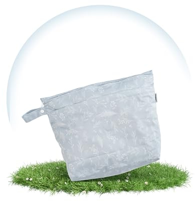 Hinzling Wetbag (Botanical Graphite Duo) – 2 in 1 Nasstasche für saubere und dreckige Stoffwindeln – Nachhaltige Wetbags aus recyceltem Polyester – Wetbag für Kindergarten und Unterwegs