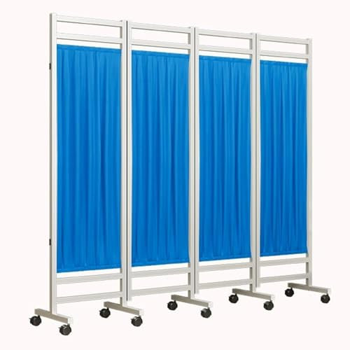 CHZDPP Rolling Medical Privacy Screen on Wheels with 4/6 Panel, Customizable Privacy Wall for Indoor, Ready Built Wall Separator Divider Room for Sickroom/Clinics/Nursing Homes(S (4 Panel))
