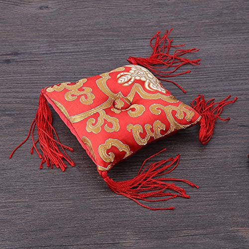 Handgefertigtes Nepalesisches Brokat-Klangschalenkissen in Rot (10CM)