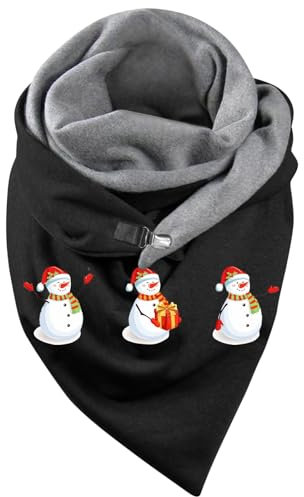 Weihnachten Schal Damen Dreieckstücher Damen Schlauchschal Baumwolle Dreieckstuch Herbst Winter Warm Weihnachten Drucken Scarf Kuschelige Und Wunderschöne Elegant Herbst Halstuch Schlauchschal