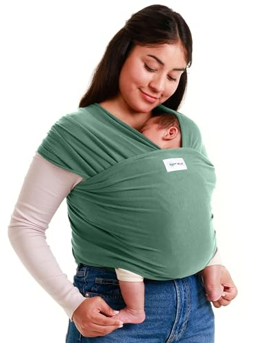Sleepy Wrap Babytrage 3-16 kg, Elastisches Tragetuch, Salbeigrün | Weiches Elastisches Tragetuch, hält das Baby eng an deiner Brust, beruhigt unruhige Schläfer, Freihändige Unterstützung.