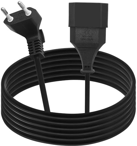 LANMINGLEL Verlängerungskabel Eurostecker 90 Grad, Verlängerungskabel Kurz Typ-C-Stecker Eurostecker auf Typ-C Euro,2.5A 250V für TV Computer Monitor Beamer Haushaltsgeräte (3M)