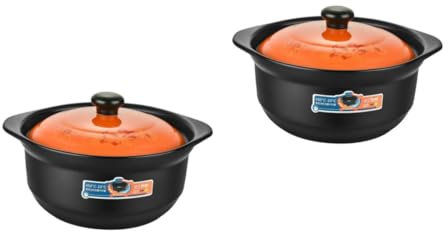 Mipcase 2 Pièces casserole cocotte avec couvercle terre cuite pot induction cuiseur soupe marmite Cocotte pour soupe Cocotte pour mijoter cocotte ménagère Ragoût de ménage céramique