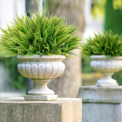 Titifeya 10pcs UV Resistant Lifelike Artificial Boston Fern, Plastic Greenery Shrubs for Indoor Outdoors, Faux Ferns Fake Ferns Artificial Plants, Fake Boston Fern for Porch Window Home Decor