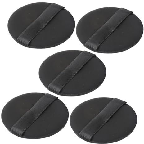 SAFIGLE Borlas Redondas para Maquillaje Negro sin Látex, 5 Piezas, Tejido Elástico y Fácil Manejo, Ideales para Uso Profesional en Salón