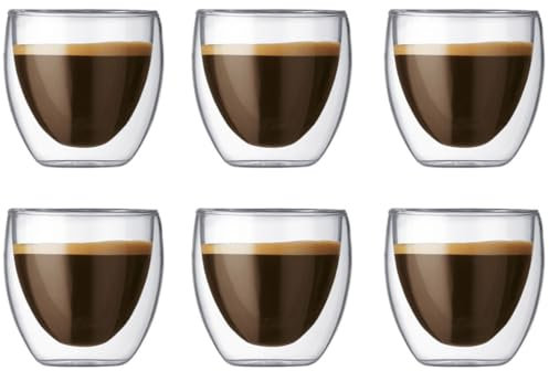 Bodum Verre à espresso double paroi Pavina - Valve brevetée - 80 ml - 6 pièces