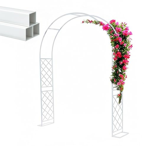 Arco da giardino in metallo resistente alle intemperie, 240 180 200 330 350 140 robusto pergolato da esterno per rampicanti, rose, edera, facile da montare, arco con base rinforzata
