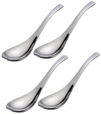 DECOMELODY Cuillères à Soupe Légères en Acier Inoxydable Ensemble de 4 Prise en Main Confortable pour Garçon et Filles pour Repas Cuisine et Soupe