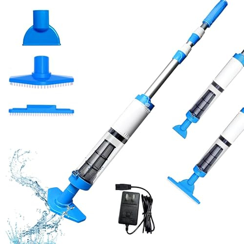 Aspirateur sans Fil pour Piscine, aspirateur électrique Portable pour Piscine avec Perche télescopique, aspirateur Rechargeable pour piscines Hors Sol, jacuzzis et spas