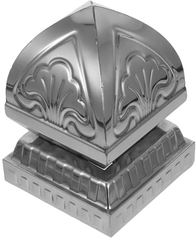 DEARMAMY Stainless Steel Fence Cap Inner Metal Finial Topper Decorative Fence Post Cover for Garden Lawn Staircase Handrail Replacement