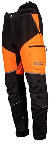 Oregon Protect Pro Chainsaw Trousers, Hi Vis PPE, Breathable, Work Safety Trousers, Professional Chainsaw Protective Gear for Power Tool Operation, Forestry & Outdoor Tasks, Orange/Black, Size L