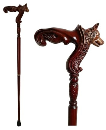 Bastón Tallado a Mano de Madera Tallado, ergonómico, Elegante, bastón de Madera para Hombre y Mujer, Capacidad de Carga Bastones estables para Personas Mayores (Perro)