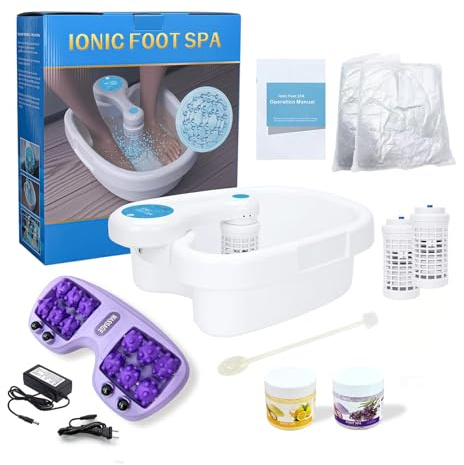 Ionic Foot Bath Detox Machine, massaggiatore portatile per pedicure, vasca idromassaggio per piedi, vasca da bagno per casa, rilassamento personale e purificazione bio-energizzante. Include 2 matrici