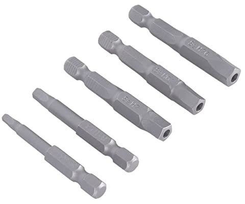 Cloimei 5 Pack Screwdriver Bits Set High Strength S2 Steel Pentagonal Drill Bits with Strong Magnet for Secure Fastening in Electric Manual Screwdrivers and Power Drills