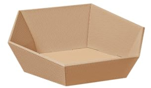 [BOXXCO] 25 Stück Präsentkörbe Sechseckig Wellenstruktur Natura Mini - Ø 215 mm, 162x155x44-74 mm - Leere Geschenkkörbe Natur Offene Welle