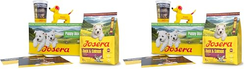 JOSERA Puppy Box Mini Junior Ente & Lachs (6-TLG.) | Premium Trockenfutter | Willkommenspaket für Welpen Kleiner Rassen | Ab der 6. Lebenswoche | Zahnsteinprophylaxe | 2er Pack
