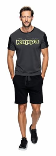 Kappa Pigiama Uomo Cotone Corto - Pigiama Uomo Corto Estivo Leggero Manica Corta - Completo Sportivo (26133 L Grigio)