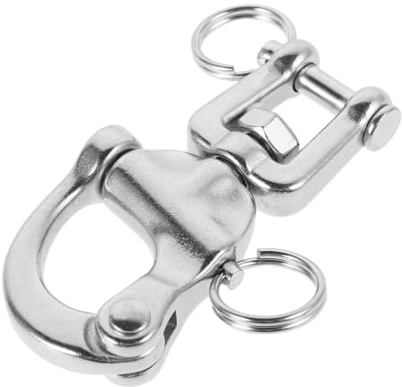 SHINEOFI Manille Ressort Haute Résistance à Ressort Pivotante en Acier Inoxydable Argenté Design Fourche Fixation Sécurisée pour Gréement Marine pour Bateaux