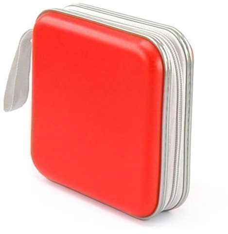 Accessotech Red CD Dvd 40 Disc Storage Carry Case Cover Wallet Holder Bag Plastic Games Disk