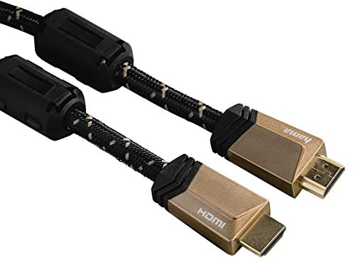 Hama HDMI Kabel mit Ethernet, männlich - männlich, Ferrit, Metall, 1,5 m, Schwarz, Bronze.