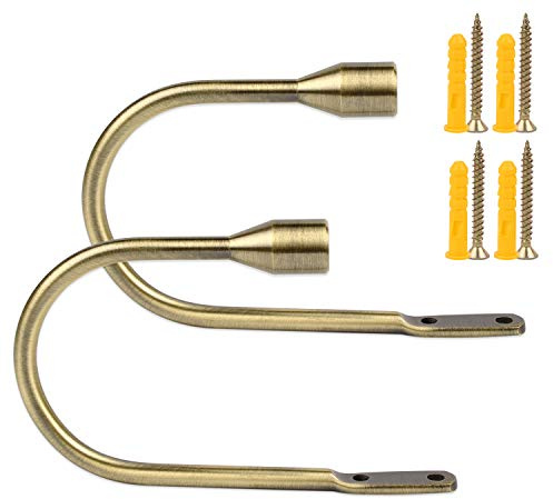 EGOERA Curtain Holdbacks, Curtain Drapery Holdbacks Tieback, Curtain U Metal Hooks Holder, 1 Pair, Bronze