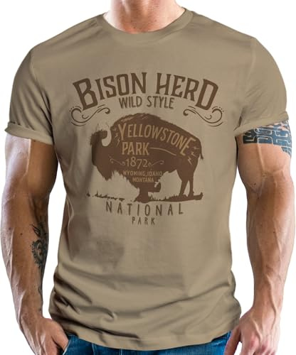 LOBO NEGRO Original Design T-Shirt für den Western Cowboy Fan: Yellowstone-Park Bison