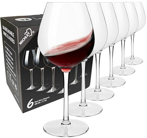 COOKY.D Tritan-Plastic Burgundy Wine Glasses 17oz Stemmed Cups,Set of 6