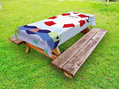 ABAKUHAUS AHOI Sein EIN Junge Outdoor-Tischdecke, Es ist EIN Junge Maritime, dekorative waschbare Picknick-Tischdecke, 145 x 305 cm, Mehrfarbig