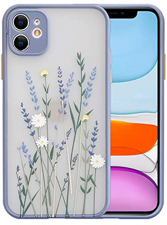 Ownest Kompatibel mit iPhone 11 Hülle Blumen Transparent Silikon Aesthetic Handyhülle Kameraschutz Case Matt 3D Motiv Mädchen Frauen Mode Cover Weich TPU Handy Hülle Schutzhülle - Lila