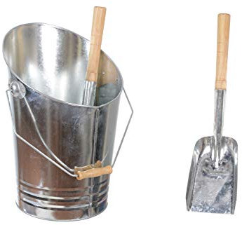 HERSIG - Accesorios Chimenea | Cubo Metalico Galvanizado Cenizas + Pala Chimenea