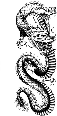 Tatodays tillfällig tatuering drake helarm japansk kroppskonst överföring klistermärke för kvinnor och män cosplay halloween vuxen temp tatuering för armar ninja falska temp tatuering