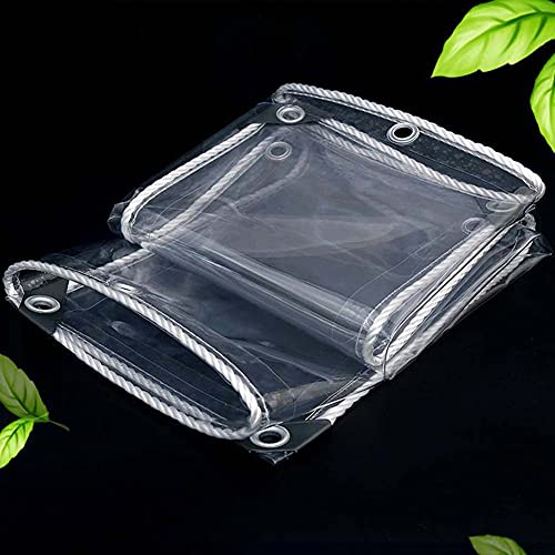 290cm x 860cm JAHQ Schwerlast Wasserdicht Abdeckplane, PVC Transparent Tarp Sheet mit Ösen, Reißfestes Anti-Aging Faltbare Mehrzweck-gartenmöbel-schutzhülle
